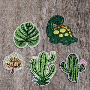 Cute Dinosaur and Cactus Embroidered Patches